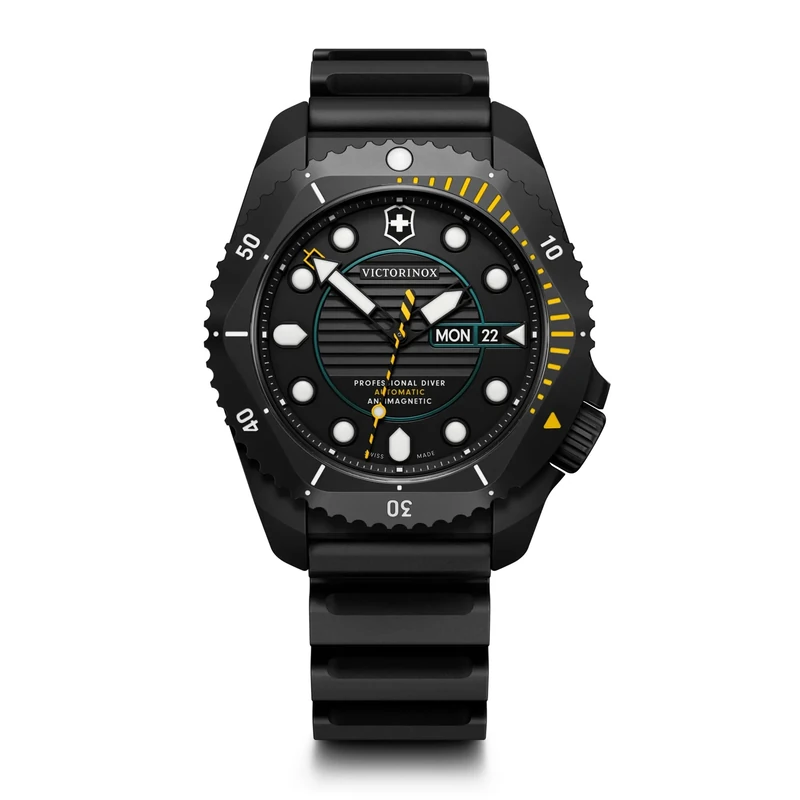 Victorinox Men’s Watch Dive Pro Automatic Ø 43 mm, Swiss Made, Automatic, Water-Resistant up to 300 m, Sapphire Glass, Rubber Strap, Black