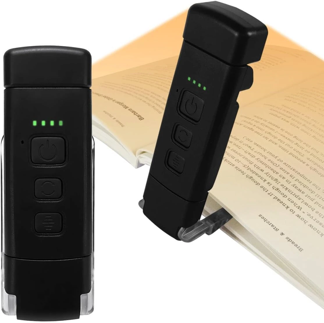 QUMOX Bedside Book Reading Lamp, Portable LED Reading Light with Clip, 3 Amber Colors and 5 Adjustable Brightness Levels, USB Rechargeable Reading Lamp for Book Lovers