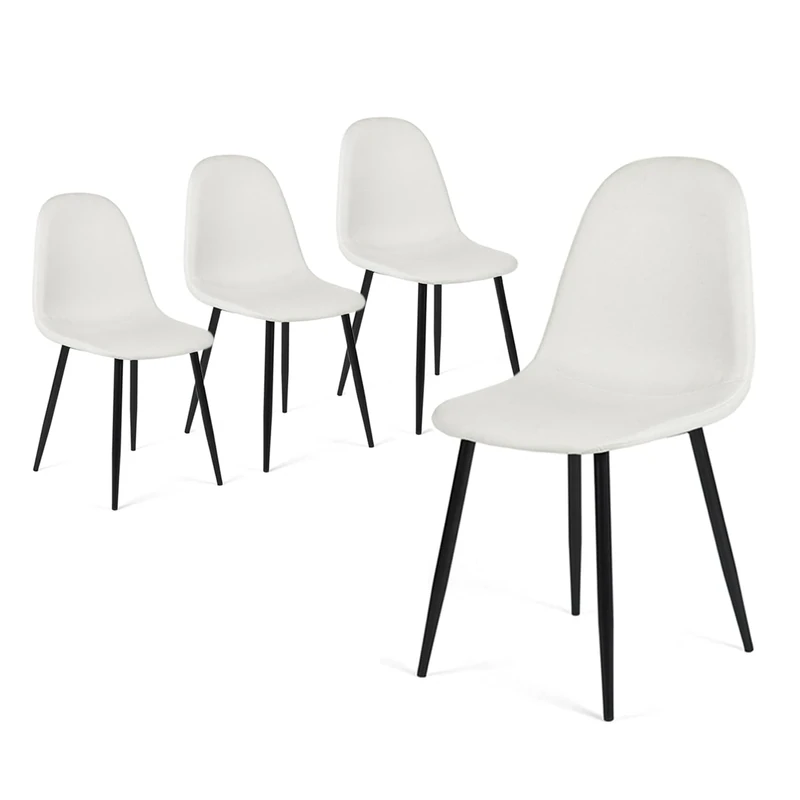 39F Furniture Dream Set of 4 Scandinavian dining room chairs in fabric and black metal legs for dining room, kitchen, living room