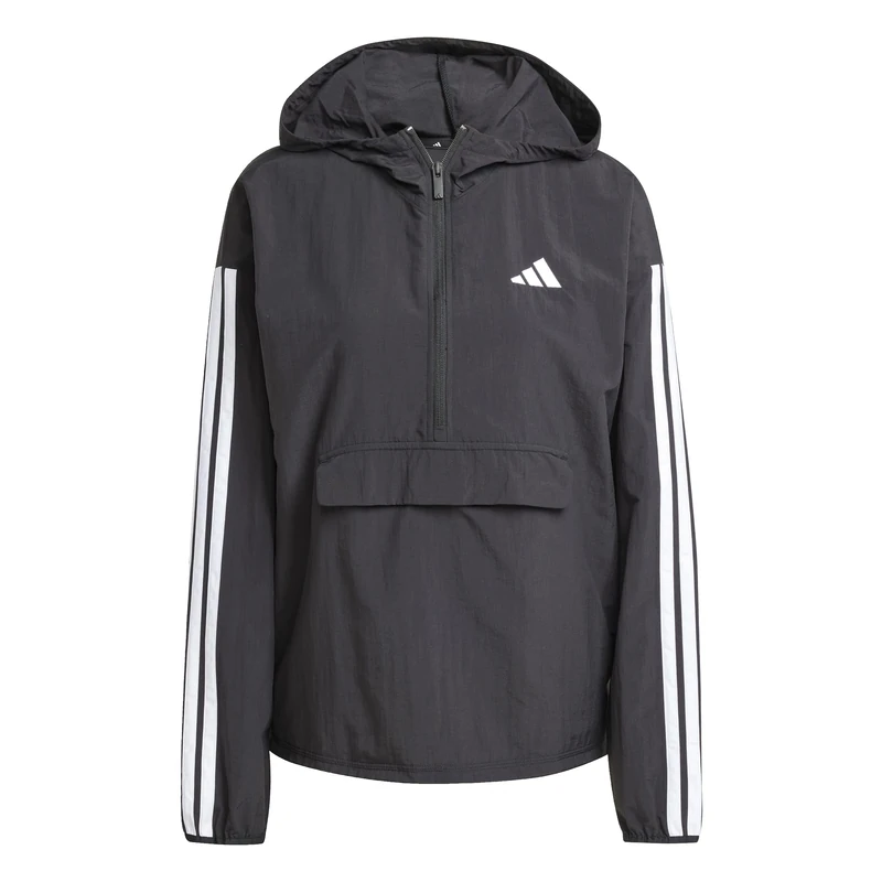 adidas Women's ESSENTIALS 3-STRIPES LIFESTYLE WOVEN WINDBREAKER, black/white, L