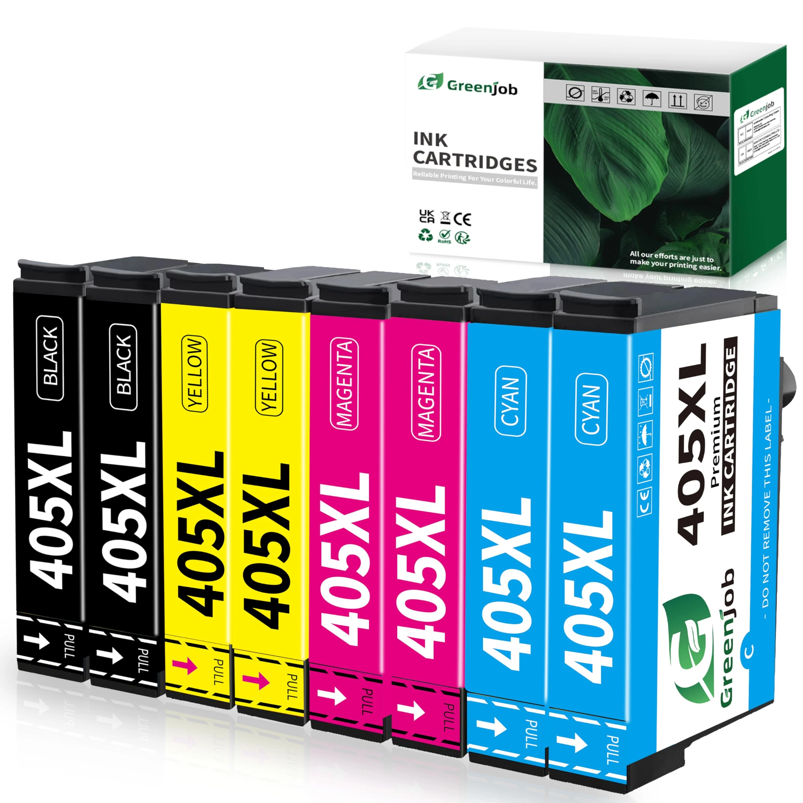 Greenjob 405XL Ink Cartridges Multipack Replacement for Epson 405 XL Compatible with Workforce Pro WF-3820 WF-4820 WF-7310 WF-7830 WF-7835 WF-7840 WF-3825 WF-4825 WF-4830 Printer (8-Pack)