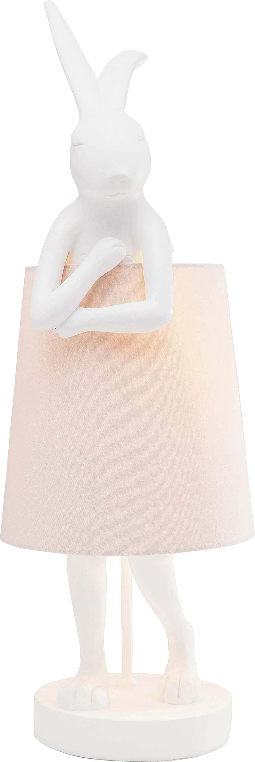 KARE Design Table Lamp Animal Rabbit, White, Pink, Shade Linen, Bar Steel, Bedside Lamp, Lighting, Room Decor, Bedroom, Living Room, Bulb not Included, 68 x 23 x 26 cm (H/W/D)
