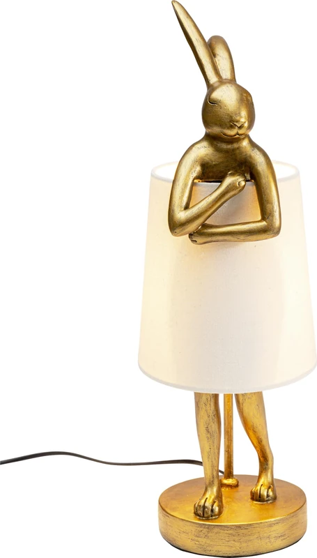 KARE Design Table Lamp Animal Rabbit, Gold and White, Shade Linen, Bar Steel, Bedside Lamp, Elegant Lighting, Room Decor, Bedroom, Living Room, Bulb not Included, 50 x 17 x 20 cm (H/W/D)