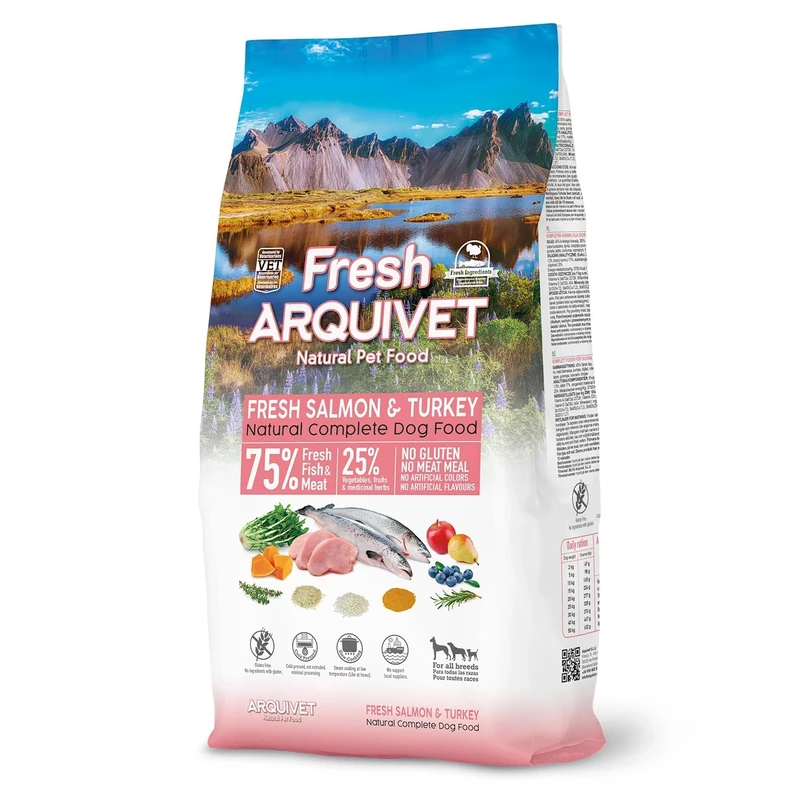 Arquivet - Fresh Salmon & Turkey - 10Kg - Complete semi-moist food for adult dogs