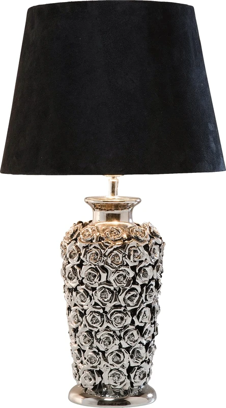 KARE Design Table Lamp Rose, Silver, Ceramics Earthenware Titanium Plated, Bedside Lamp, Elegant Lighting, Room Decor, Bedroom, Living Room, Bulb not Included, 59 x 34 x 34 cm (H/W/D)