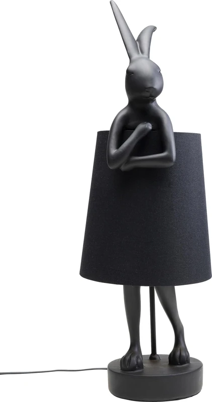 KARE Design Table Lamp Animal Rabbit, Matt Black, Shade Linen, Bar Steel, Bedside Lamp, Elegant Lighting, Room Decor, Bedroom, Living Room, Bulb not Included, 68 x 23 x 26 cm (H/W/D)