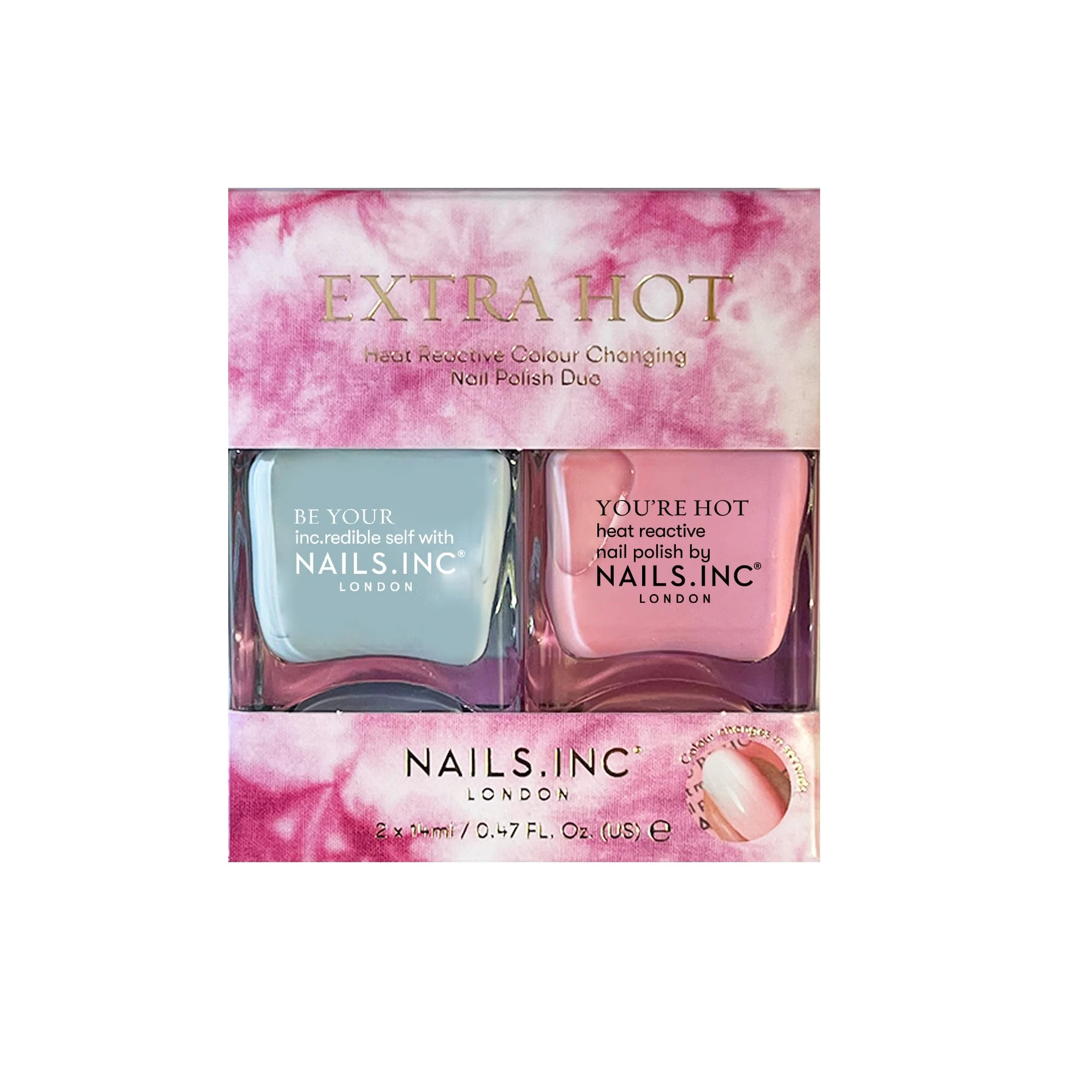 Nails Inc Be Your Inc.redible Self, Extra Hot, Heat Reactive Colour Changing Nail Polish Duo, Highly Pigmented, Cooling Shades, Cruelty Free, Vegan, 2 Piece Set