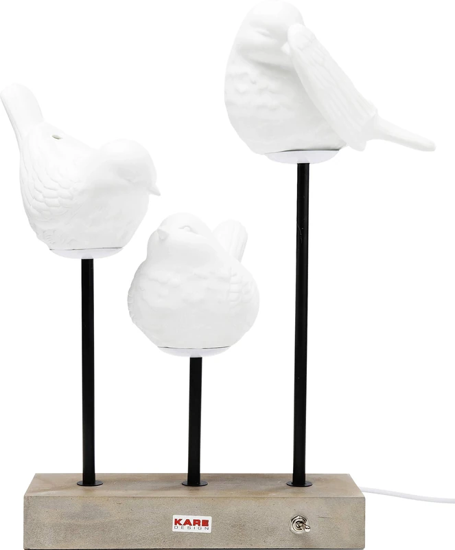 KARE Design Table Lamp Animal Birds, White, Porcelain, Concrete, Bar Brass Lacquered, Led, Bedside Lamp, Lighting, Room Decor, Bedroom, Living Room, Bulbs not Included, 52 x 35 x 25 cm (H/W/D)