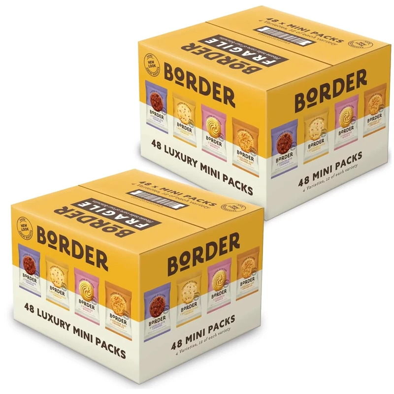 Border Biscuits | 48 Packs | Mini Multipack Biscuit Box | 4 Varieties | 2 Boxes