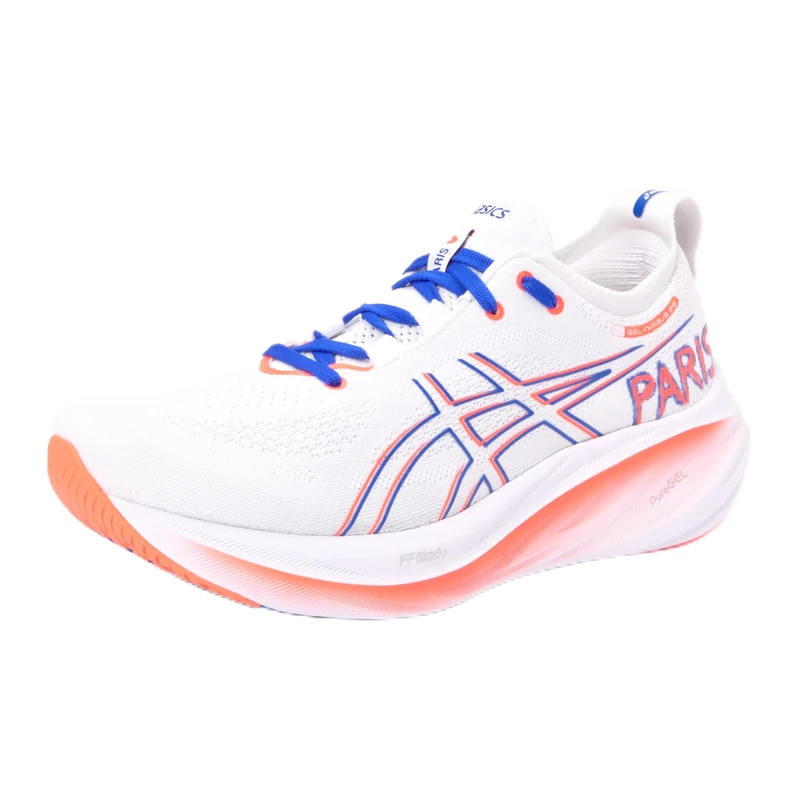 ASICS Women's Gel-Nimbus 26 Sneaker, White/Sunrise Red, 3 UK
