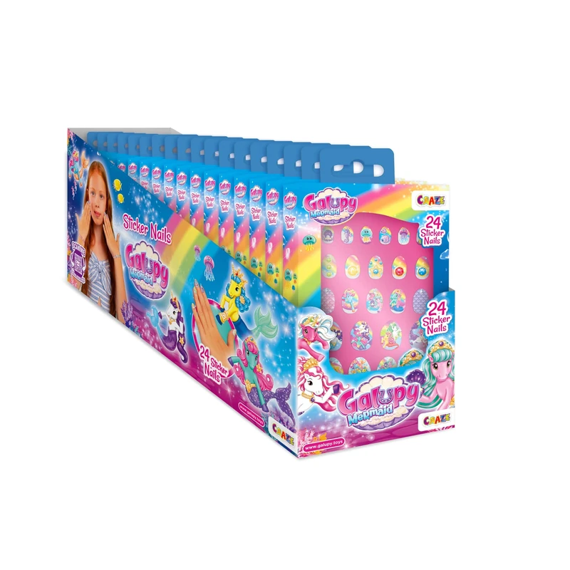 CRAZE 18 Packs of Galupy Mermaid False Nails for Girls, 24 Pieces in Various Sizes, Reusable Press-On Acrylic Nail Tips for DIY Nail Extensions, Durable Artificial Full-Cover Tips