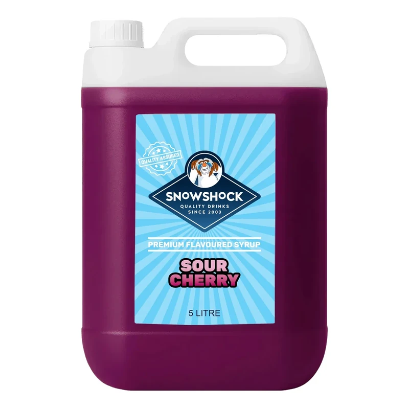 SnowShock Slush Syrup 5L Sour Cherry | Slushy Concentrate Dilute for Ice Slushie Machine - Makes Up To 110 Drinks - Refreshing Frozen Drink Mix for Kids Parties, Cafes, Events & Food Vans | Vegan