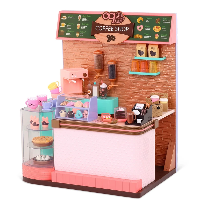 Our Generation - Love U Latte - Coffee Shop Playset - Pretend Food Items - 18-Inch Doll Accessories - Imaginative Play - Toy for Kids 3 Years +