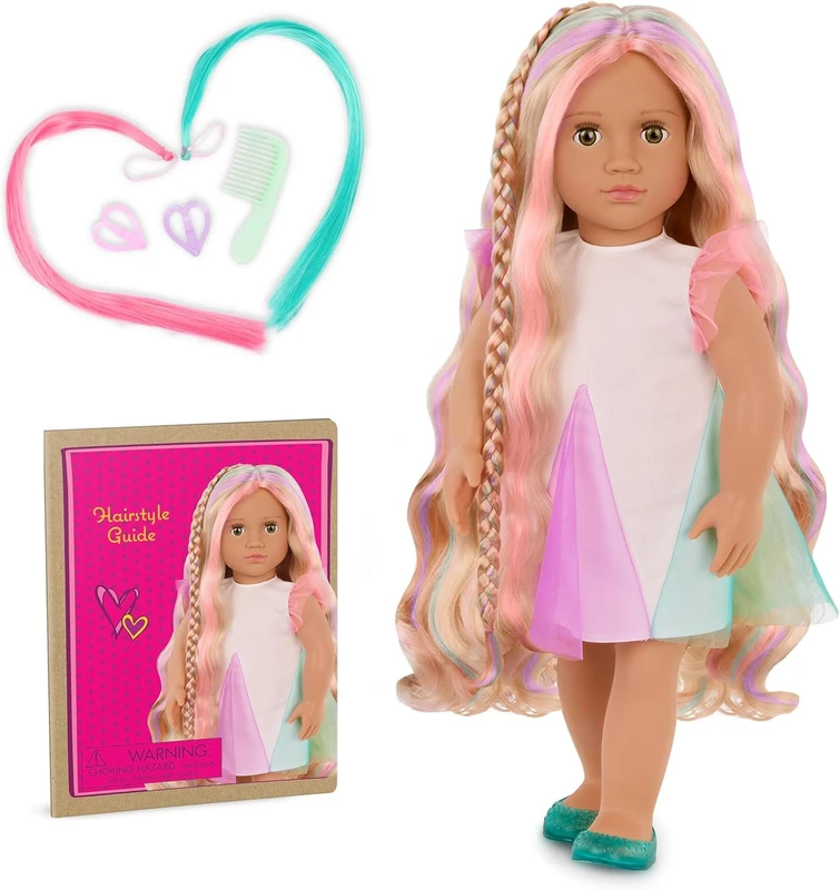 Our Generation 18-inch Hair Grow Doll Tessie with Rainbow Hair Style, Dolls