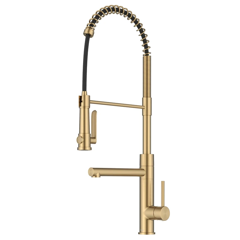 Kraus Artec Pro Commercial Style 22-Function Single Handle Pull Down Kitchen Faucet with Pot Filler in Spot-Free Brushed Brass, KPF-1605BB
