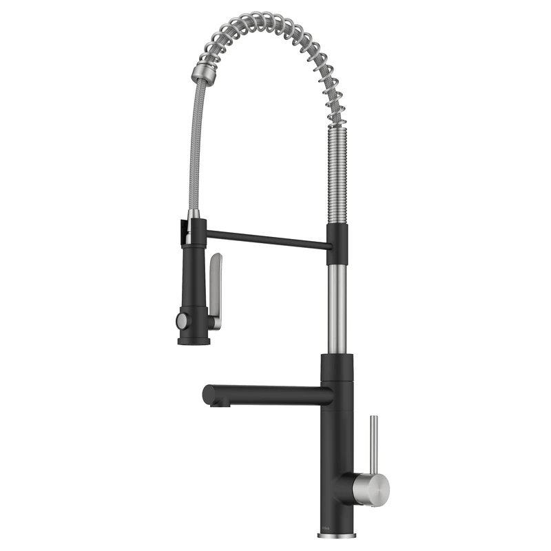 Kraus Artec Pro Commercial Style 2-Function Single Handle Pull Down Kitchen Faucet with Pot Filler in Spot-Free Stainless Steel/Matte Black, KPF-1605SFSMB