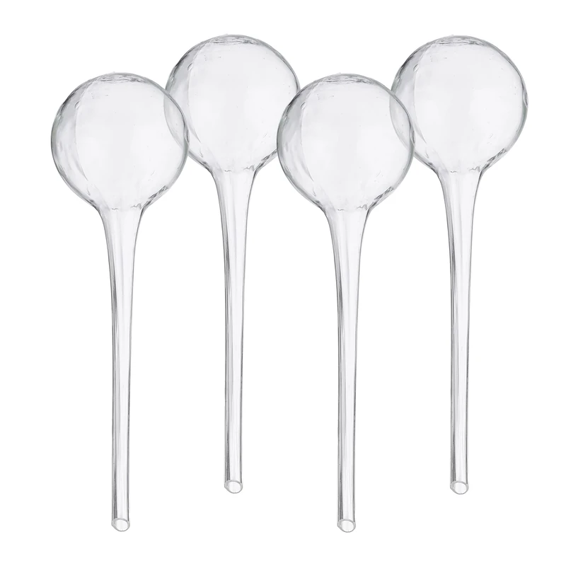 Relaxdays Watering Globes, Set of 4, Glass, XL Size, HxD: 30 x 9 cm, Balls for Automatic Irrigation on Holiday, Clear, 30 x 9 x 9 cm