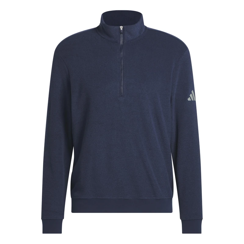 adidas Men's MENS ULTIMATE365 TERRY CLOTH QUARTER ZIP PULLOVER, collegiate navy, S