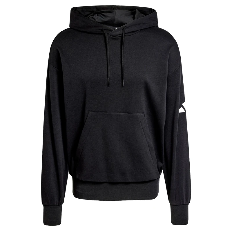 adidas Men's ESSENTIALS LOSE FIT THREE BAR TERRY HOODIE, Black/White, S