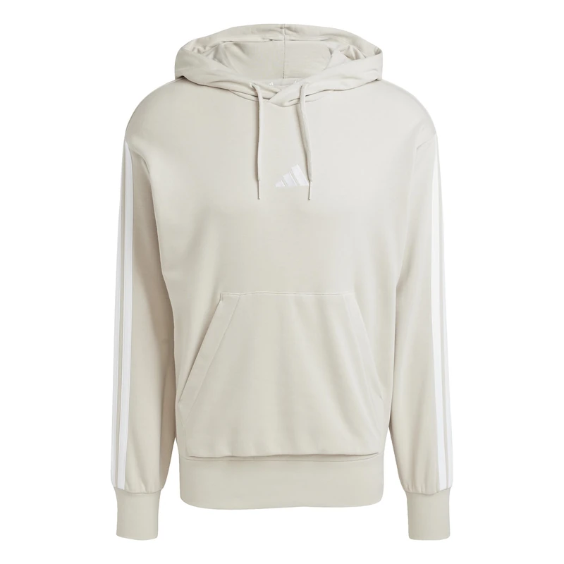 adidas Men's ESSENTIAL THREE STRIPES FRENCH TERRY HOODIE, wonder alumina/white, XXL