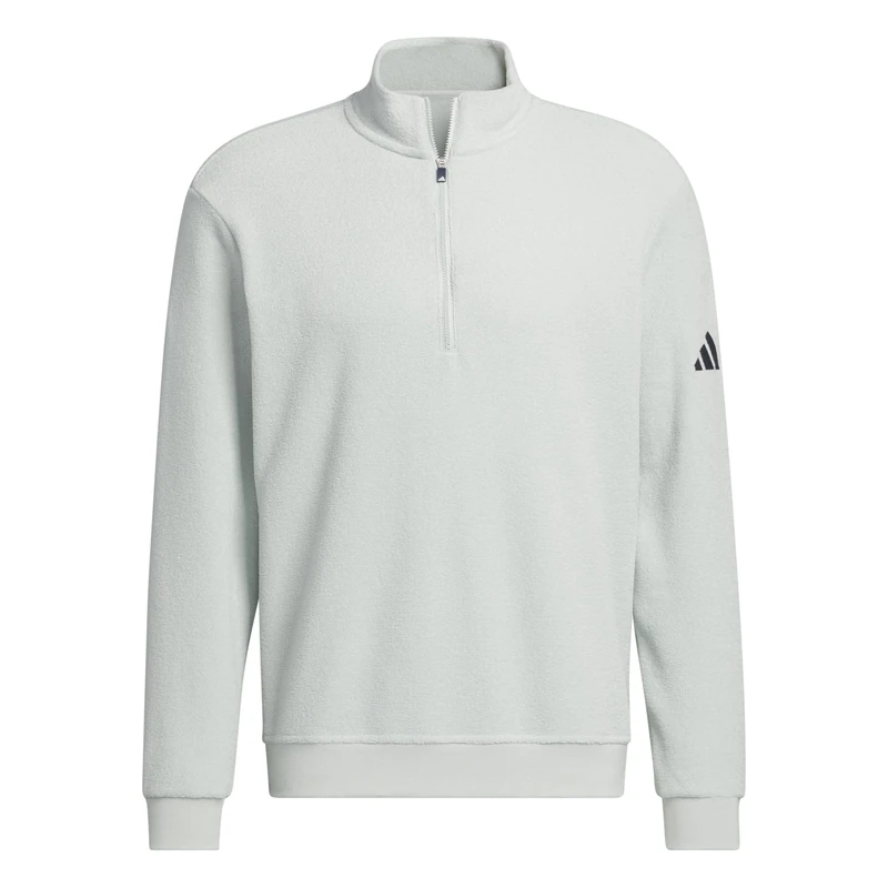 adidas Men's MENS ULTIMATE365 TERRY CLOTH QUARTER ZIP PULLOVER, wonder silver, M