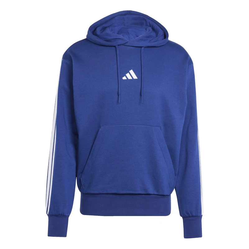 adidas Men's Essential Three Stripes Fleece Hoodie Sweatshirt, dark blue/white, XS