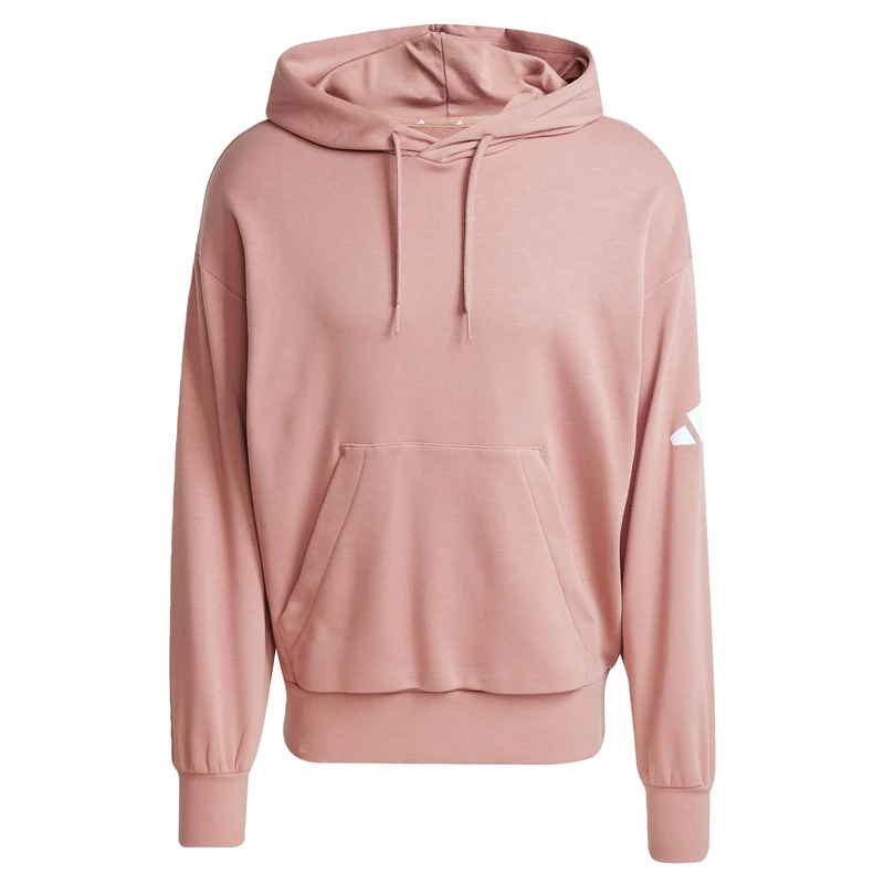 adidas Men's ESSENTIALS LOSE FIT THREE BAR TERRY HOODIE, Warm Clay/White, S