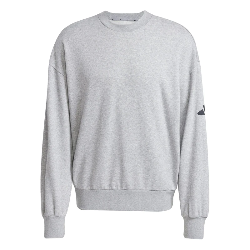 adidas Men's Essentials Lose FIT Three BAR Sweatshirt, Medium Grey Heather/Black, S