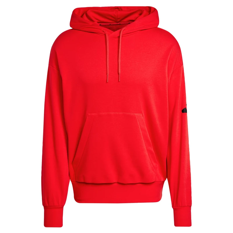 adidas Men's ESSENTIALS LOSE FIT THREE BAR TERRY HOODIE, Pure Ruby/Black, L