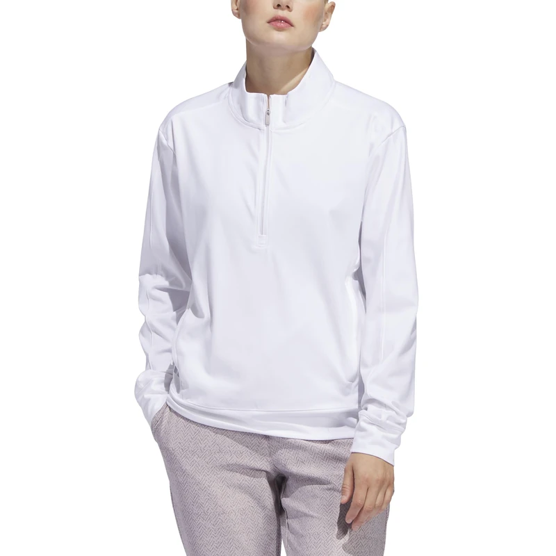 adidas Women's Womens ULTIMATE365 Quarter Zip Layer, White, L - Image 1