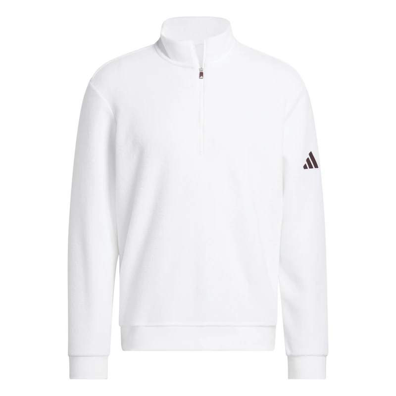 adidas Men's MENS ULTIMATE365 TERRY CLOTH QUARTER ZIP PULLOVER, white, M
