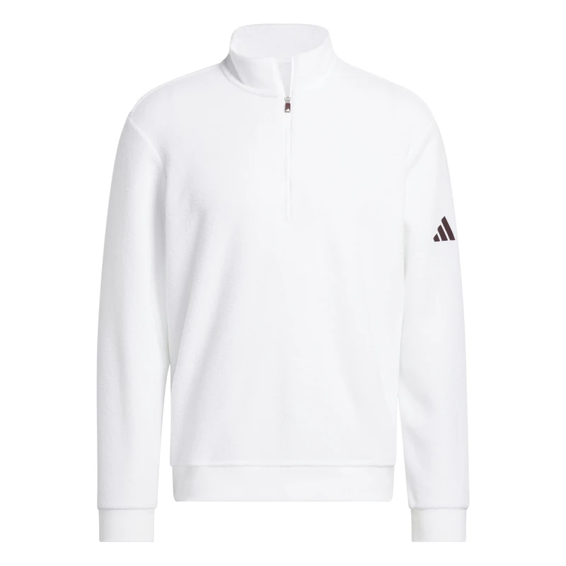 adidas Men's MENS ULTIMATE365 TERRY CLOTH QUARTER ZIP PULLOVER, white, L