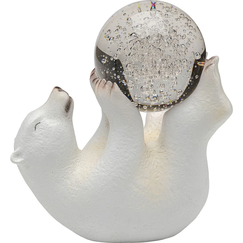Kare Design Decorative Figurine Disco Polar Bear, White, Decorative Object, Polar Bear, Glass Decoration, Hand-Painted, Unique, 26 x 23 x 13 cm (H x W x D)