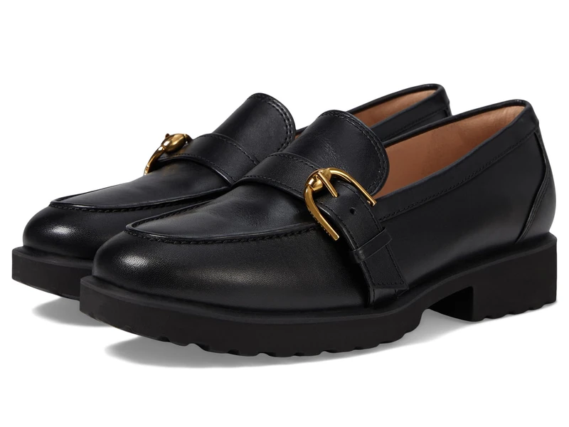 Cole Haan Women's Giana Buckle Loafer, Black Leather, 8 UK
