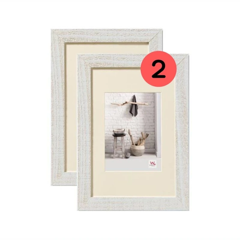 walther design Home HO030VD Wooden Frames, 20 x 30 cm, Polar White, Double Pack