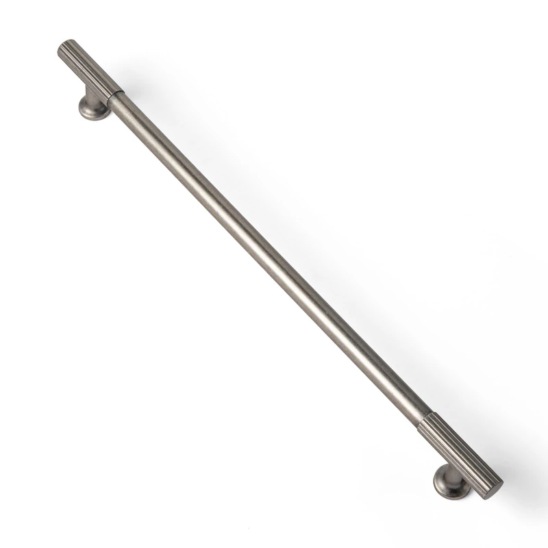Goo-Ki Vintage Retro Silver Zinc Alloy Cabinet Handles - 10''(256mm) Hole Center Striped Decorations Cabinet Pull Hardware for Bedroom, Kitchen, 6 Pack
