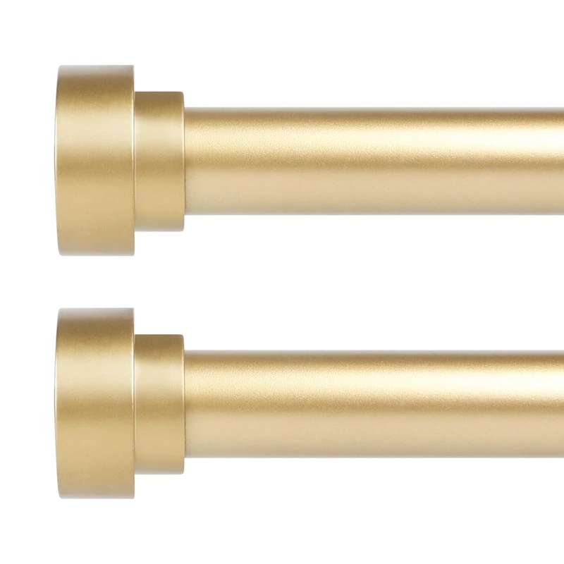 HEI! DEAR 2 Pack Gold Curtain Rods 48 to 84 Inch(4-7FT),1 Inch Heavy Duty Curtain Rods,Adjustable Curtain Rod Set,Modern Decorative Drapery Rods,Telescoping Window Curtains Rods 36-88",Brass Gold