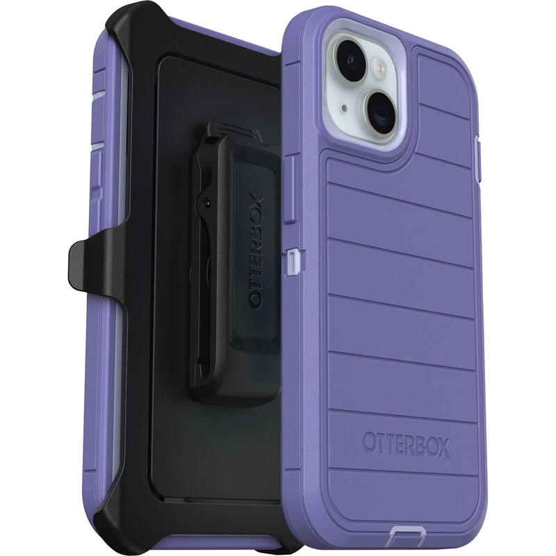 OtterBox iPhone 15, iPhone 14, and iPhone 13 Defender Series Pro Case - Mountain Majesty (Purple), screenless, Rugged & Durable, with Port Protection, Includes Holster Clip Kickstand