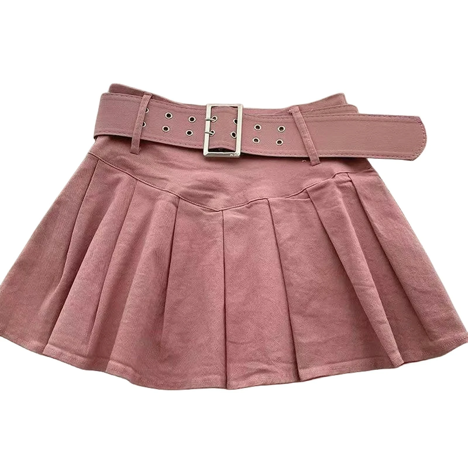 ZHOUT Black skirt Summer Pleated Skirt Women Fashion With Belt Mini Skirts High Waist School Uniform A-line Short Skirts-p With Belt-s