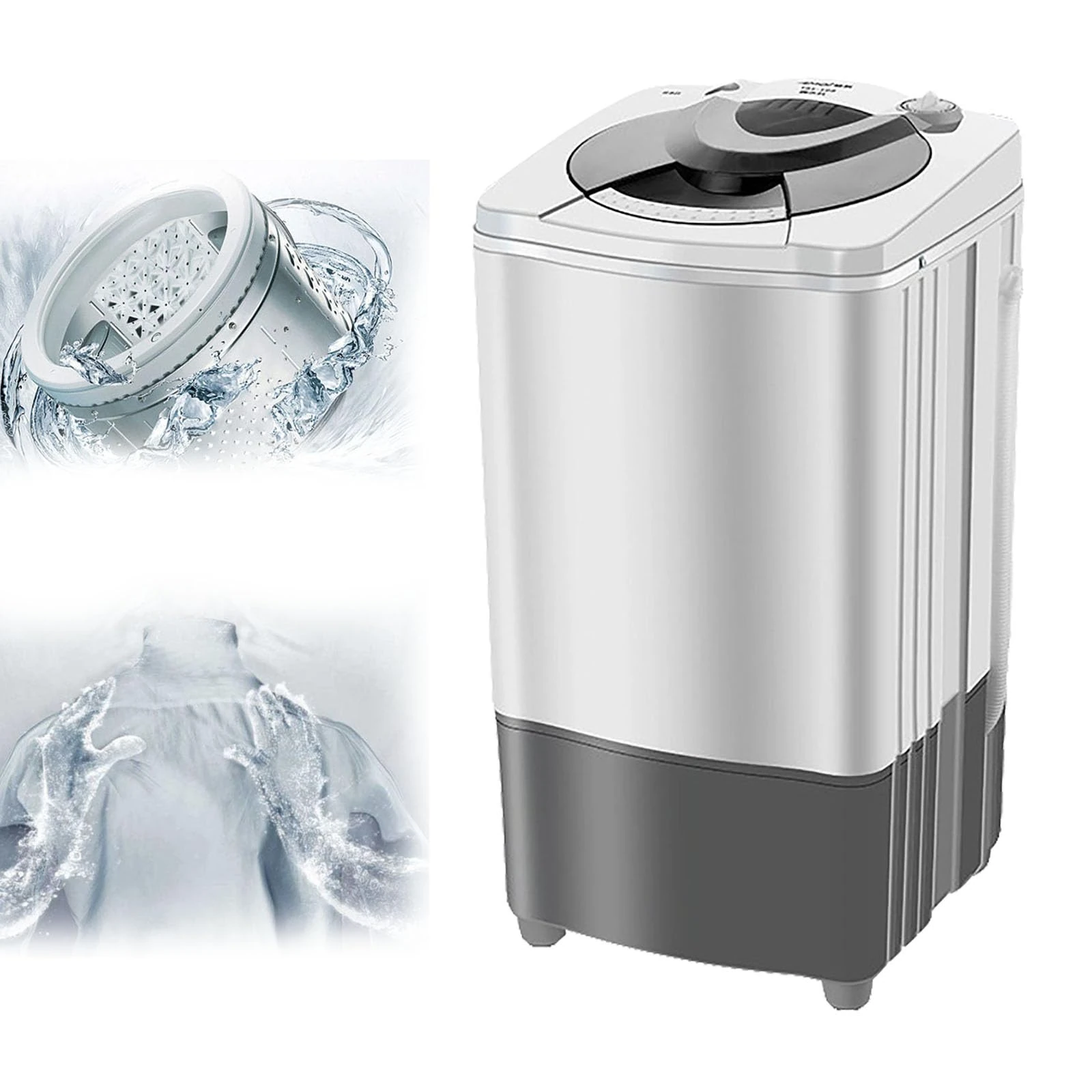 WhAeoy Spin Dryer Machine, Energy&Power Saving Spinner, Blue Light +9.5kg+Stainless Steel Inner Cylinder,Gravity Drain Dryer, for Apartments, Dorms, RV, Boat,A