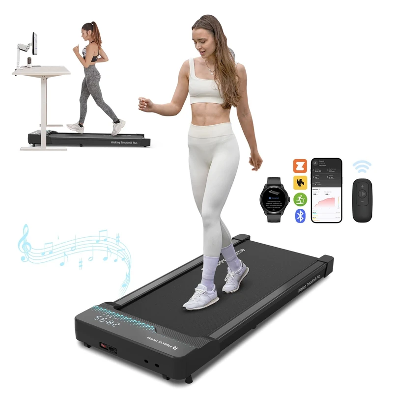 Mobvoi Walking Pad Smart AI Under Desk Treadmill Portable 2 in 1 Treadmills for Home Office Jogging Running Machine TicSports Zwift Kinomap with LED Display Remote Control 6 KMH Easy Storage