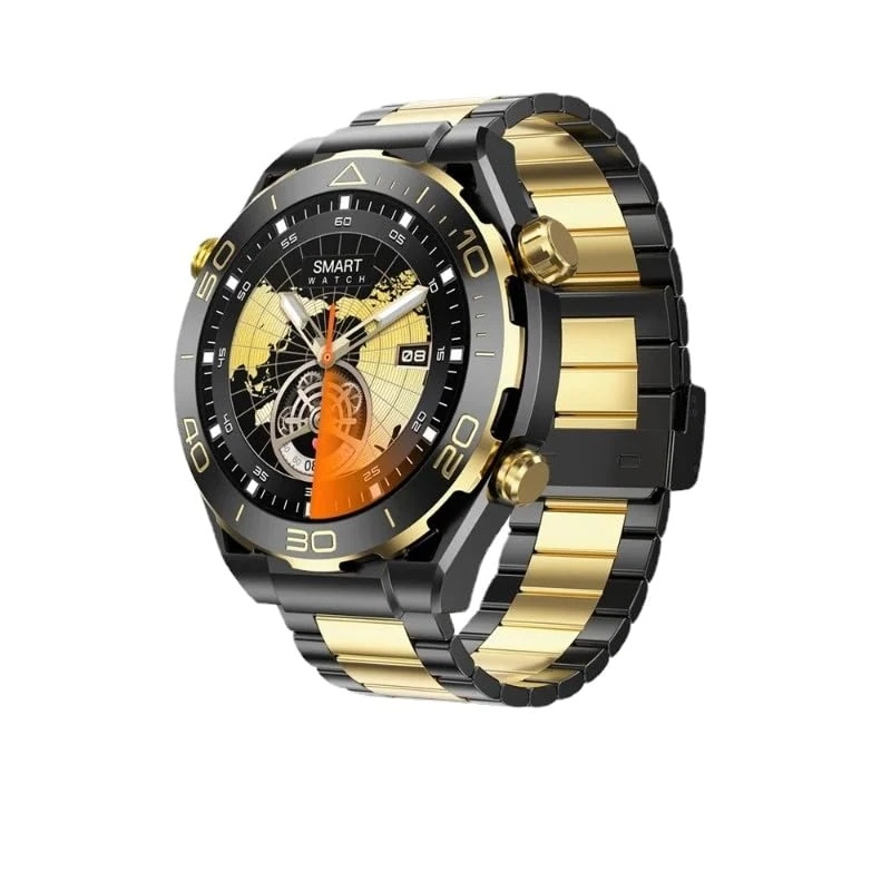 2024 Z91 Pro Max Round Business Smart Watch 1.46 inch Amoled Screen IP68 Waterproof 460mAh Battery NFC Compass Wireless Charging (Gold)