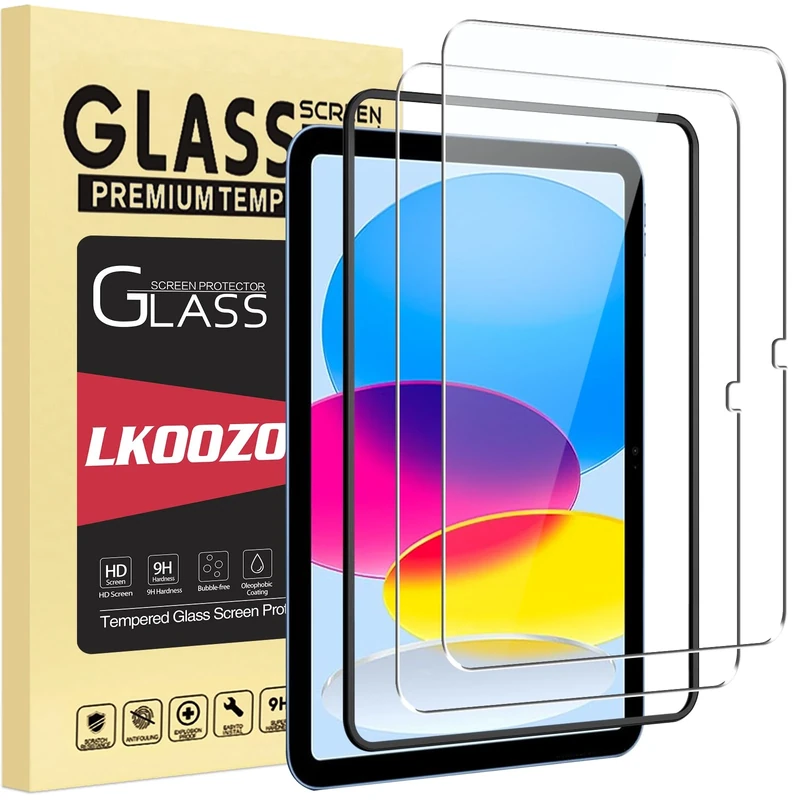 LKOOZO Screen Protector for iPad (A16) 11th Generation 11 inch 2025 / iPad 10th Generation 10.9 inch 2022, Tempered Glass Film, with Installation Frame, 2 Pack