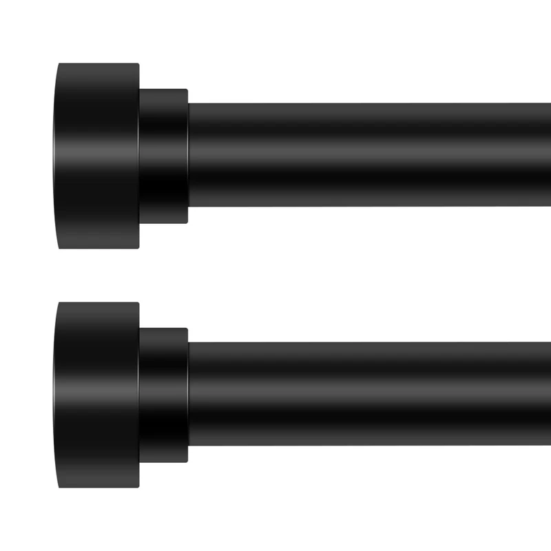 HEI! DEAR 2 Pack Black Curtain Rods 48 to 84 Inch(4-7FT),1 Inch Heavy Duty Curtain Rods,Adjustable Curtain Rod Set,Modern Decorative Drapery Rods,Telescoping Window Curtains Rods 36-88",Matte Black