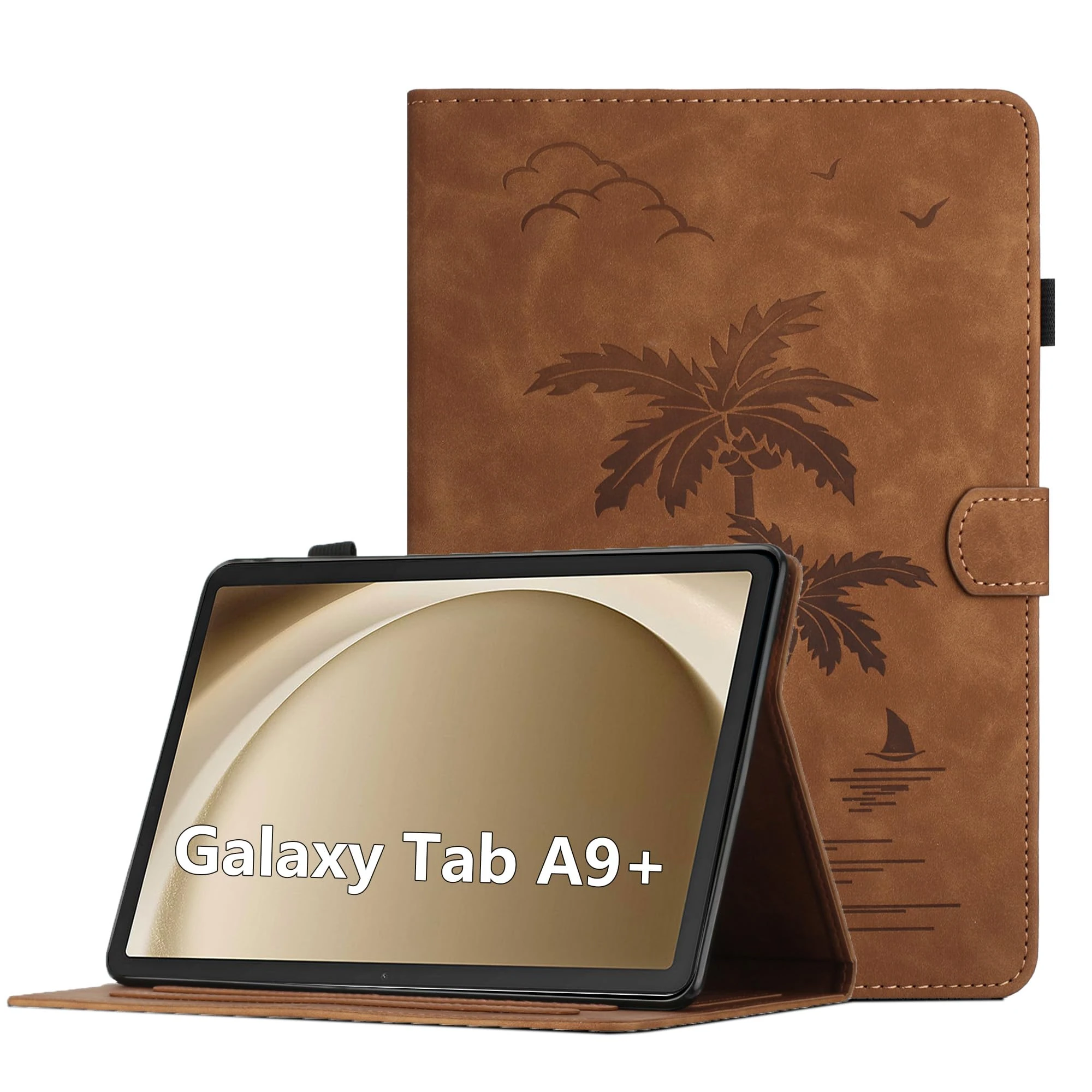 Case for Samsung Galaxy Tab A9 Plus 2023 (SM-X210/X216/X218) 11 Inch Premium PU Leather Tablet Protective Case Magnetic Folio Cover with Stand Function, Auto Wake/Sleep and Card Slot, Brown