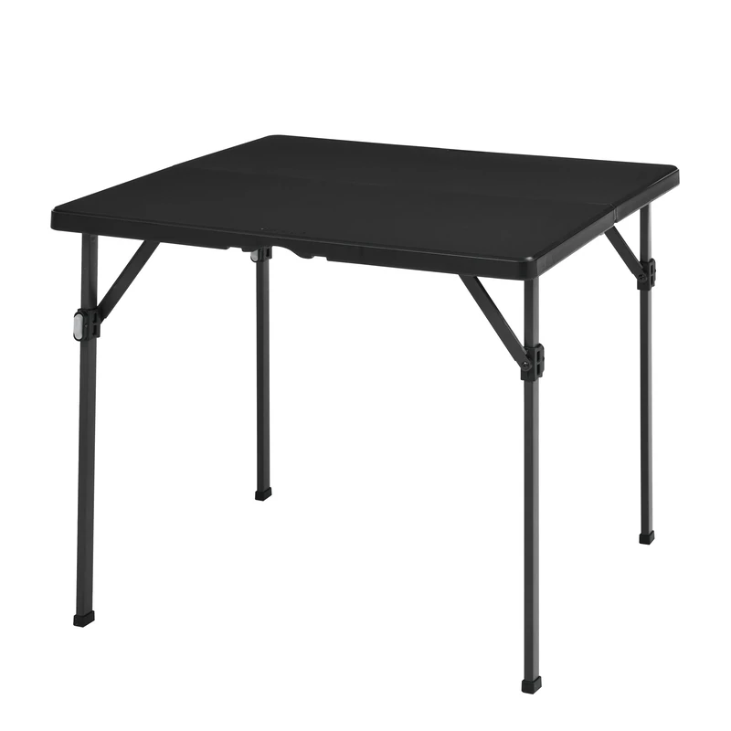 Amazon Basics Square Folding Table with Carrying Handle, Indoor & Outdoor, Portable, Lightweight, Travel and Dining Table, Picnic, Camping, Black, 86.1 x 86.1 x 74 cm