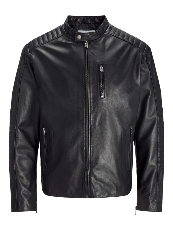 Jack&Jones Men's JJELIAM Lamb Leather Jacket Noos, Short Jacket, Black, S, Black, S