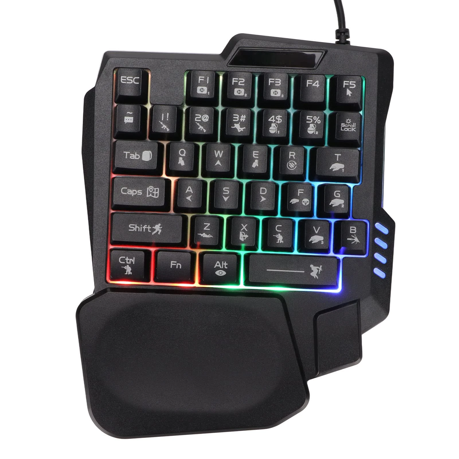 Mini Gaming Keypad, 35 Keys Backlight One Handed Gaming Keyboard, USB Wired K13, Three Color Backlight Gaming PC Accessories with Rubber Anti Slip Foot Pad