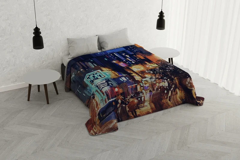 Italian Bed Linen SD-34 Summer Quilt with Digital Print Dreams, Microfibre, Double