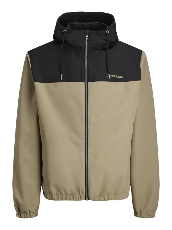 JACK&JONES Men's JJELEGACY Light Jacket Hood Noos Short Jacket, Coriander/Detail: Black Blocking, S, Coriander/Detail: Black Blocking, S